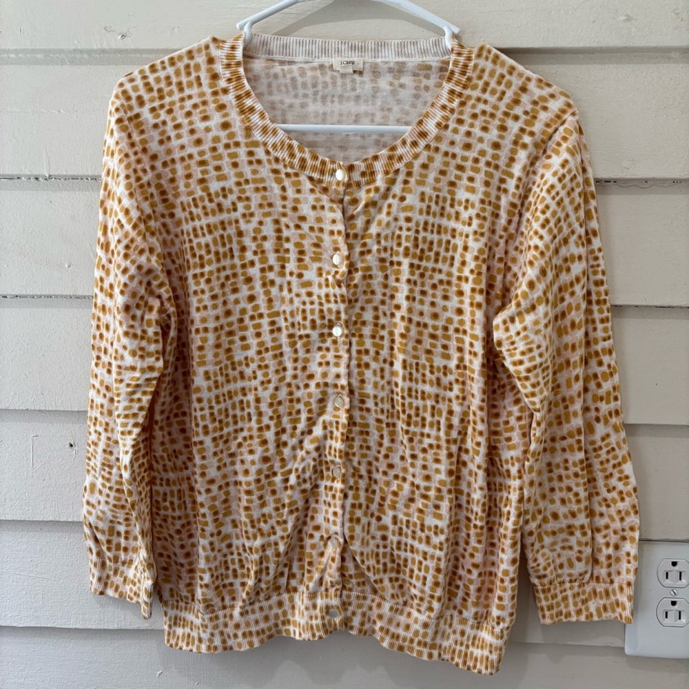 🔥5for$25🔥 J Crew Yellow Spring Print Button Up Cotton Cardigan